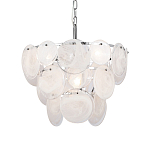 Люстра из белых стеклянных дисков на серебрянном каркасе White Glowing Reflectors варинант исполнения - 1 | Loft Concept в Казани