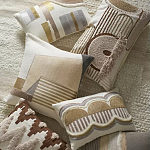 Чехол на подушку с вышивкой в виде геометрических узоров Beige Calista Rect варинант исполнения - 7 | Loft Concept в Казани