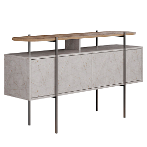 Комод с цветом фасада бежевый мрамор с деревянной столешницей на металлических ножках HANLEY CONSOLE HITIT LAGINA