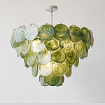Люстра из зеленых стеклянных дисков с перламутровым эффектом Green Glowing Glaze варинант исполнения - 2 | Loft Concept в Казани