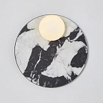 Бра круглое с каменным черно-белым основанием и плафоном из стекла Shaw Marble Lighting варинант исполнения - 1 | Loft Concept в Казани