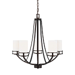 Люстра в цвете темная бронза с 5-ю белыми цилиндрическими плафонами Generation Lighting варинант исполнения - 1 | Loft Concept в Казани