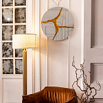 Зеркало кругле с декоративной золотой вставкой Golden Tree варинант исполнения - 3 | Loft Concept в Казани