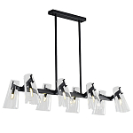 Люстра светодиодная с 8-ю прозрачными плафонами из акрила и стали Glass Cylinder Black варинант исполнения - 1 | Loft Concept в Казани