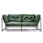 Диван Лофт Натуральная Винтажная кожа Зеленый Two Seat Encounter Leather Sofa варинант исполнения - 1 | Loft Concept в Казани