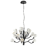 Люстра подвесная черного цвета с ветвями и белыми фарфоровыми цветами Floralis варинант исполнения - 2 | Loft Concept в Казани