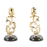 Подсвечники бронзовые на подставке из натурального камня нефрит Stone Candlestick варинант исполнения - 3 | Loft Concept в Казани