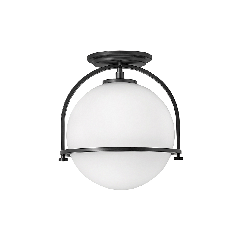 Потолочный светильник с плафоном в форме белого матового шара Hinkley Латунь Белый Никель Черный в Казани | Loft Concept 