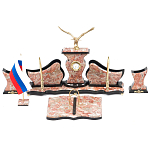 Настольный письменный набор из креноида с часами и декором в виде орла Marble Accessory варинант исполнения - 1 | Loft Concept в Казани