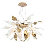 Люстра подвесная с белыми матовыми и золотыми глянцевыми листьями Wintery flovers варинант исполнения - 2 | Loft Concept в Казани