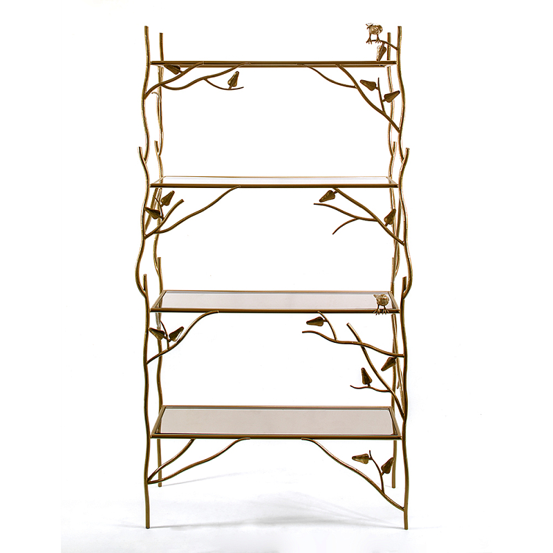 Стеллаж металлический с птичками Primavera Латунь в Казани | Loft Concept 