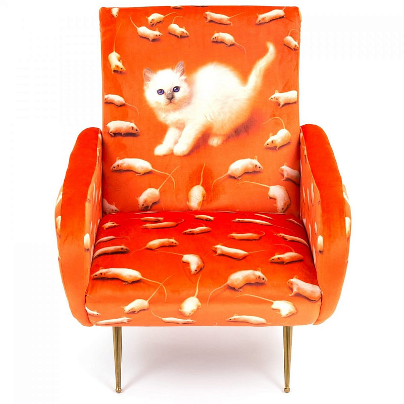 Кресло Seletti Armchair Kitten Оранжевый Латунь в Казани | Loft Concept 