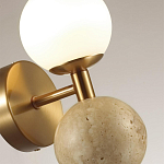 Бра с шарообразным матовым плафоном и шаром из камня на металлическом основании Orb Essence варинант исполнения - 3 | Loft Concept в Казани