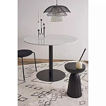 Круглый обеденный стол с белой мраморной столешницей White Tabletop on Black Base варинант исполнения - 3 | Loft Concept в Казани