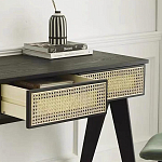 Дизайнерский письменный стол матово-чёрного цвета с 2-мя плетеными ящиками Glade Desk варинант исполнения - 1 | Loft Concept в Казани