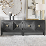 Тумба черная из дерева двухдверная Geometric Double Door Nightstand варинант исполнения - 4 | Loft Concept в Казани