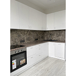 Угловой кухонный гарнитур белый и столешница под мрамор Gene Kitchen Set варинант исполнения - 3 | Loft Concept в Казани