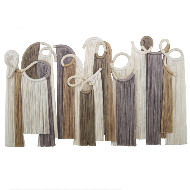 Настенный декор с бахромой белого и бежевого цвета Abstraction I Молочный Серый Коричневый в Казани | Loft Concept 