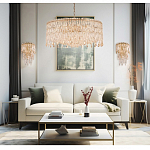 Люстра круглая с хрустальными подвесками на золотистом каркасе Roul Crystal Light варинант исполнения - 11 | Loft Concept в Казани