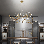 Люстра в виде золотой ветки с цветами Glass Flower Pendant Light варинант исполнения - 5 | Loft Concept в Казани