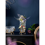 Ваза стеклянная прозрачная с бронзовым основанием в виде ветвей и фарфоровыми птичками Eden Garden варинант исполнения - 4 | Loft Concept в Казани