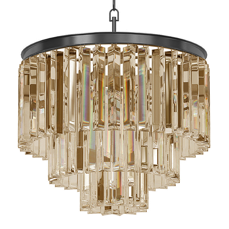 Люстра Odeon Smoke Glass Fringe Chandelier - 3 rings Черный в Казани | Loft Concept 
