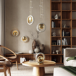 Настольная лампа с бежевым текстурным кольцом и латунным шаром в центре Tactile   варинант исполнения - 6 | Loft Concept в Казани