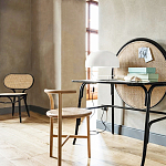 Письменный стол с круглой плетёной панелью для крепления заметок Allegory варинант исполнения - 2 | Loft Concept в Казани