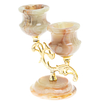 Подсвечник двухрожковый из натурального камня оникс Stone Candlestick варинант исполнения - 2 | Loft Concept в Казани