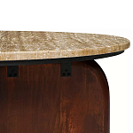 Кофейный столик с круглой столешницей на 2-х массивных деревянных ножках Tandem Travertine and Wood варинант исполнения - 3 | Loft Concept в Казани