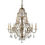 Люстра многоярусная с 12-ю лампами и стеклянными подвесками в классическом стиле Feiss варинант исполнения - 1 | Loft Concept в Казани