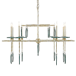 Люстра линейная с круглыми прозрачными подвесками  Horizontal Rectangular Chandelier варинант исполнения - 3 | Loft Concept в Казани