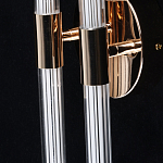 Бра с круглым основанием золотого цвета и двумя вертикальными плафонами Hex Scaffold варинант исполнения - 5 | Loft Concept в Казани