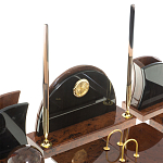 Настольный письменный набор с часами из природного камня обсидиана Oval Office варинант исполнения - 3 | Loft Concept в Казани