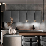 Подвесной светильник с узким цилиндрическим плафоном и золотым металлическим декором Concrete Pipe варинант исполнения - 8 | Loft Concept в Казани