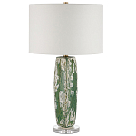 Настольная лампа керамическая с кремовым абажуром Scenic Column варинант исполнения - 5 | Loft Concept в Казани