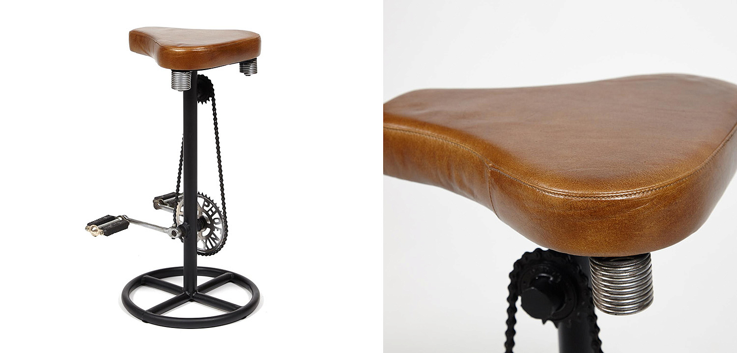Барный стул с педалями от велосипеда Industrial leather bar stool with bicycle pedals - Loft-Concept в Казани