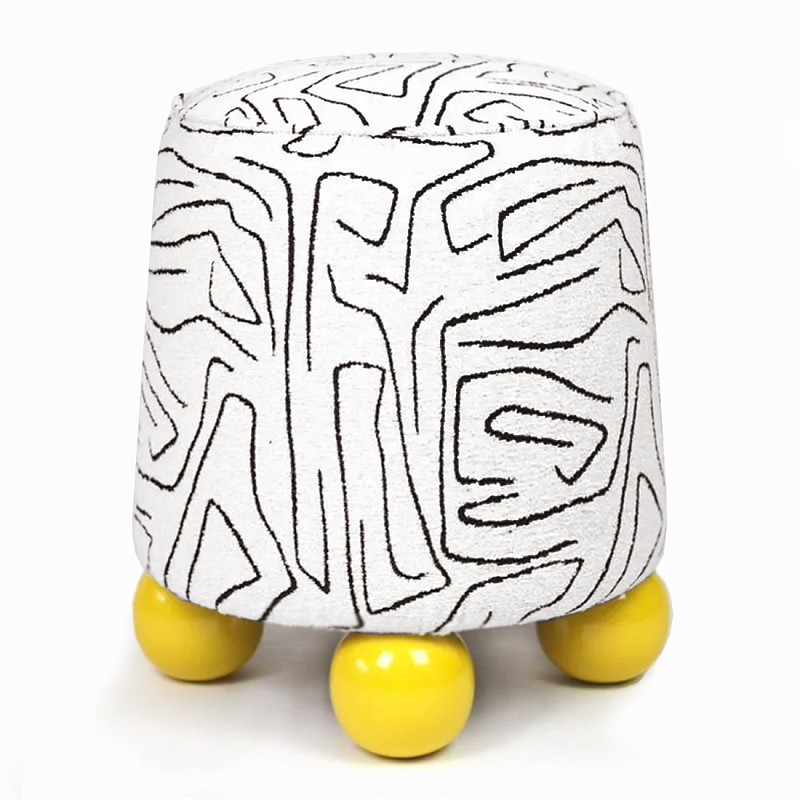 Пуф Wakonda с Желтыми круглыми ножками Белый Желтый в Казани | Loft Concept 