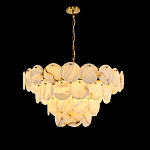 Люстра подвесная четырехъярусная с подвесками в форме дисков Cryptocrystalline Stone варинант исполнения - 1 | Loft Concept в Казани