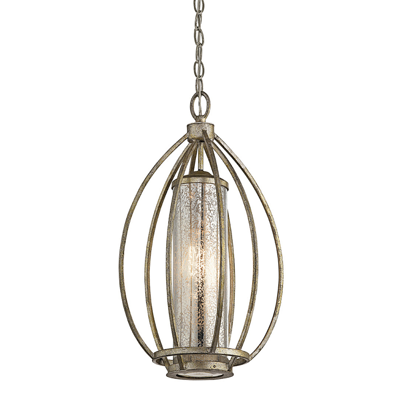 Подвесной светильник овальной формы с цилиндрическим плафоном в цвете сусальное серебро Kichler Серебро винтаж в Казани | Loft Concept 