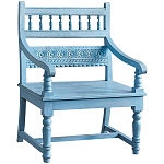 Деревянное кресло из массива манго с резным декором Eutropio Grey Mango Chair Blue варинант исполнения - 1 | Loft Concept в Казани