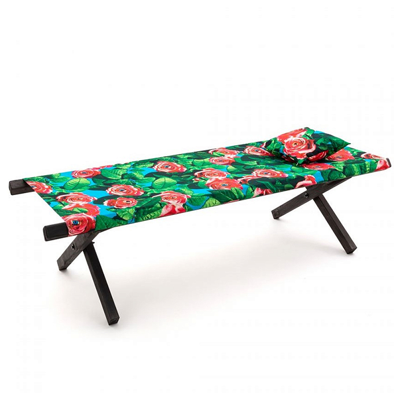 Шезлонг Seletti Poolbed Roses Черный Розовый Зеленый в Казани | Loft Concept 