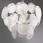 Люстра из белых стеклянных дисков на серебрянном каркасе White Glowing Reflectors варинант исполнения - 7 | Loft Concept в Казани