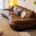 Диван кожаный с каркасом из массива дерева Medieval Furniture варинант исполнения - 4 | Loft Concept в Казани