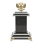 Часы настольные бронзовые с Гербом России из натурального камня Змевик Stone Clock варинант исполнения - 3 | Loft Concept в Казани