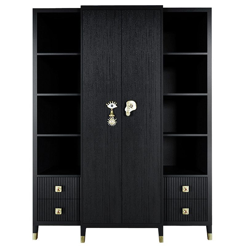 Большой шкаф с витриной Elsa Dreams Black Черный Золотой Большой шкаф с витриной Elsa Dreams Black Черный Золотой в Казани | Loft Concept