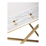 Приставной столик с выдвижным ящиком  White Table Carved Pattern варинант исполнения - 5 | Loft Concept в Казани