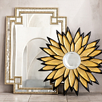 Зеркало-солнце в раме золотого и черного цвета Rays of Peace варинант исполнения - 3 | Loft Concept в Казани