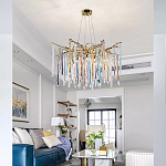 Люстра на подвесе с каркасом из металла и цветными подвесками из стекла Droplet Chandelier варинант исполнения - 1 | Loft Concept в Казани