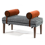 Банкетка Banquette PIED DE POULE Orange с принтом гусиная лапка Оранжевые валики варинант исполнения - 3 | Loft Concept в Казани